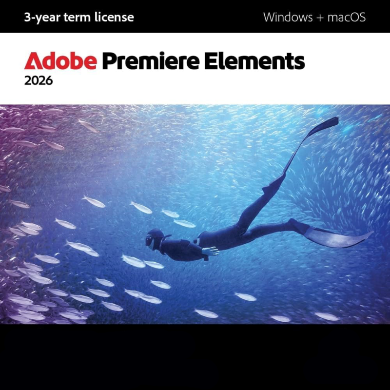 Adobe Premiere Elements 2026 | Software Download | Video Editing | 3-year term license | Activation Required [PC/Mac Online Code]