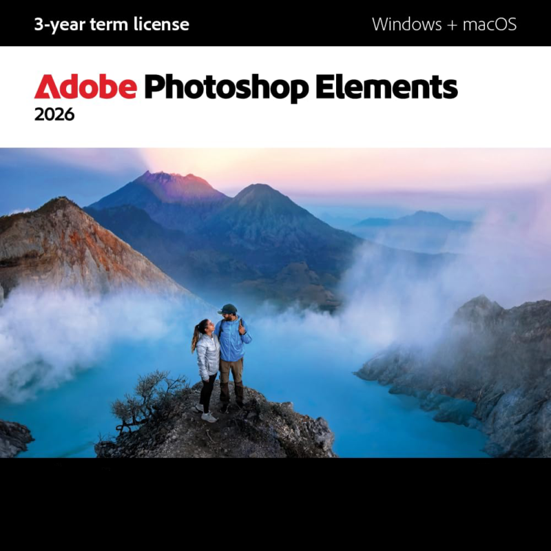 Adobe Photoshop Elements 2026 | Software Download | Photo Editing | 3-year term license | Activation Required [PC/Mac Online Code]