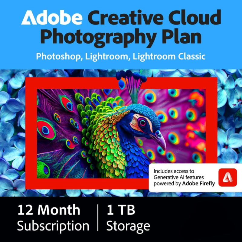 Adobe Creative Cloud Photography Plan 1TB (Photoshop + Lightroom) | 12-month Subscription with auto-renewal
